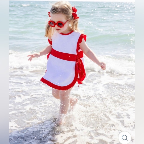 Beaufort Bonnet Co. Carolina Cover Up White W/Red Bows Ruffles Swim Pool NWT 7 - Picture 1 of 9